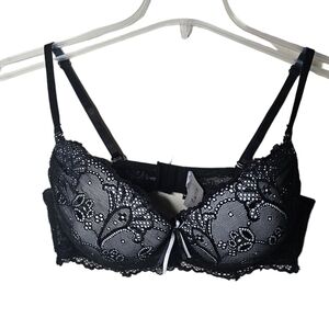 Sophie B. Bra Bralette Black Under Wire Floral Lace Size 36C